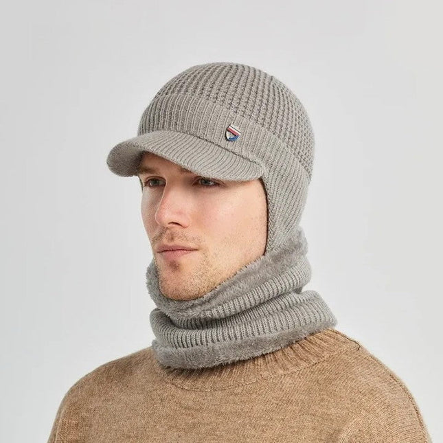 Bonnet homme visière et cache-cou - Gris - Ajustable (du 54 au 59) | La boutique du chapeau