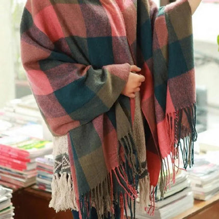 Châle femme à carreaux - Gris/rose - 180CM | La boutique du chapeau