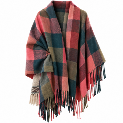 Châle femme à carreaux - Gris/rose - 180CM | La boutique du chapeau