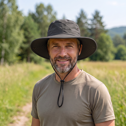 Chapeau Anti-UV Homme — Randonnée, Pêche & Jardin - noir - XL (60 - 61cm) | La boutique du chapeau
