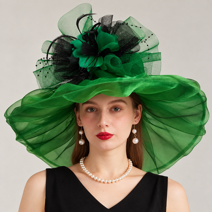 Chapeau de cérémonie femme - vert - M (56 - 58cm) | La boutique du chapeau