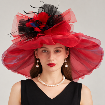 Chapeau de cérémonie femme - Rouge - M (56 - 58cm) | La boutique du chapeau
