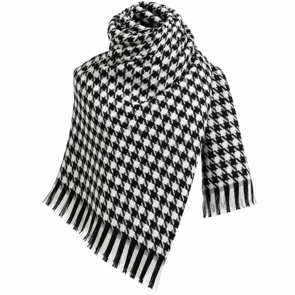 Écharpe femme pied-de-poule - Noir - | La boutique du chapeau