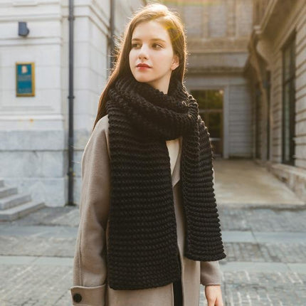 Écharpe grosses mailles - Noir - | La boutique du chapeau