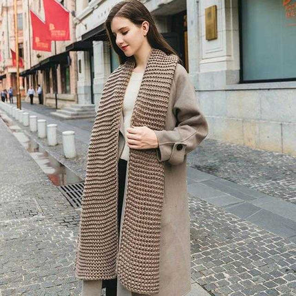 Écharpe grosses mailles - Beige - | La boutique du chapeau