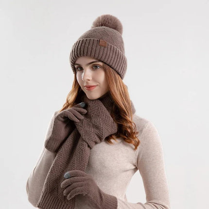 Ensemble femme bonnet écharpe gants - Kaki - Ajustable (du 54 au 59) | La boutique du chapeau