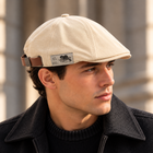 Casquette plate coton unisexe style vintage, beige