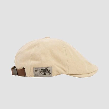 Casquette plate coton unisexe style vintage, beige
