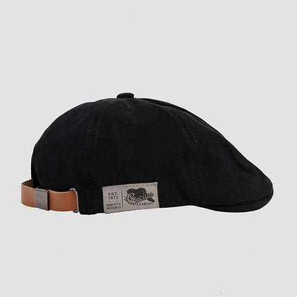 Casquette plate coton unisexe style vintage, noir