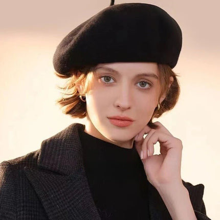 Béret élégant en Laine - Noir - Ajustable (du 54 au 59) | La boutique du chapeau