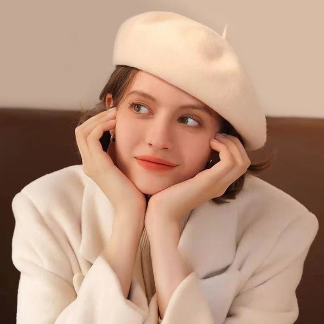 Béret élégant en Laine - Blanc - Ajustable (du 54 au 59) | La boutique du chapeau
