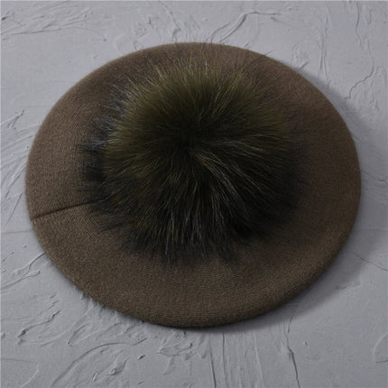 Béret en coton avec pompon - Marron - Ajustable (du 54 au 59) | La boutique du chapeau