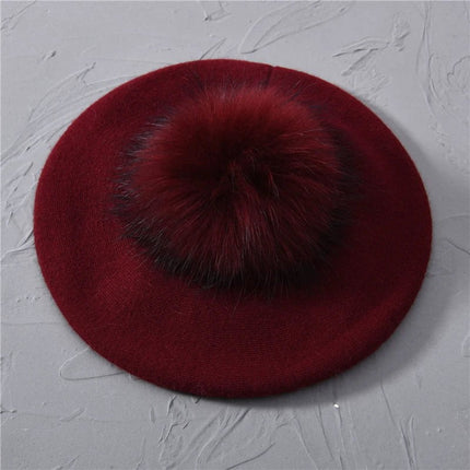 Béret en coton avec pompon - Bordeaux - Ajustable (du 54 au 59) | La boutique du chapeau