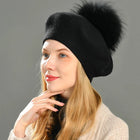 Béret en coton avec pompon - Noir - Ajustable (du 54 au 59) | La boutique du chapeau