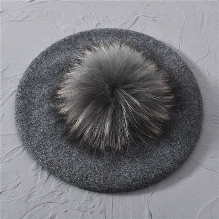 Béret en coton avec pompon - Gris - Ajustable (du 54 au 59) | La boutique du chapeau