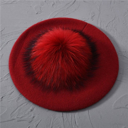 Béret en coton avec pompon - Rouge - Ajustable (du 54 au 59) | La boutique du chapeau