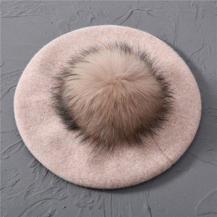 Béret en coton avec pompon - Beige - Ajustable (du 54 au 59) | La boutique du chapeau