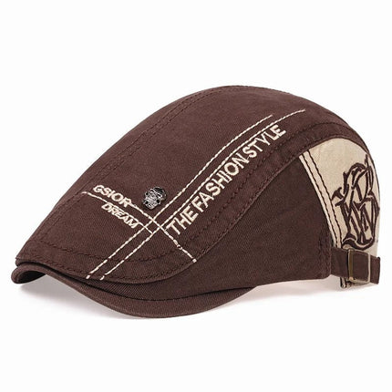 Béret en coton brodé - Marron - Ajustable (du 54 au 59) | La boutique du chapeau