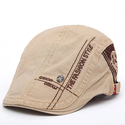 Béret en coton brodé - Beige - Ajustable (du 54 au 59) | La boutique du chapeau