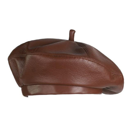 Béret en cuir - Marron - M (56 - 58cm) | La boutique du chapeau