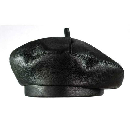 Béret en cuir - Noir - M (56 - 58cm) | La boutique du chapeau