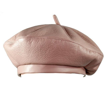 Béret en cuir - Rose - M (56 - 58cm) | La boutique du chapeau