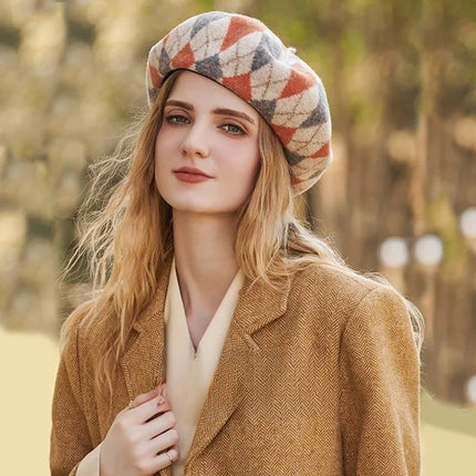 Béret en laine à Losanges - Jaune - Ajustable (du 54 au 59) | La boutique du chapeau