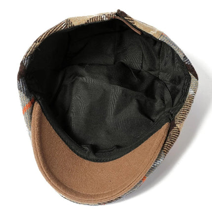 Béret en laine à carreaux - Kaki - Ajustable (du 54 au 59) | La boutique du chapeau