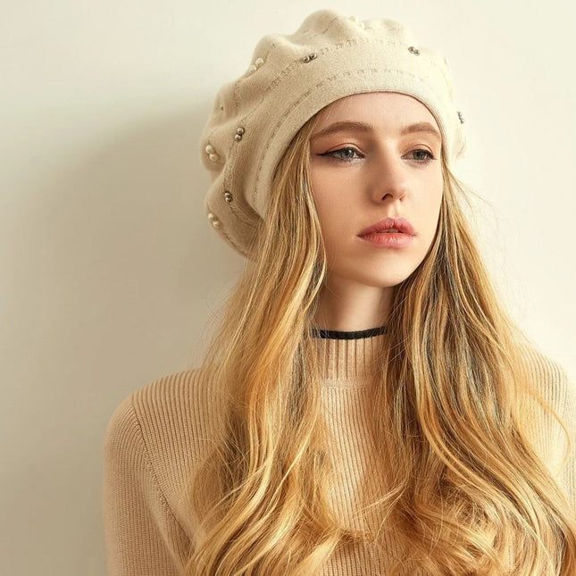 Béret en laine et cachemire - Crème - Ajustable (du 54 au 59) | La boutique du chapeau