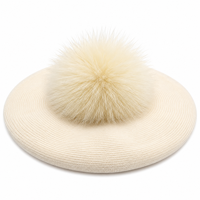 Béret en laine et coton - Blanc - M (56 - 58cm) | La boutique du chapeau