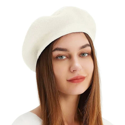 Béret en laine - Blanc - Ajustable (du 54 au 59) | La boutique du chapeau