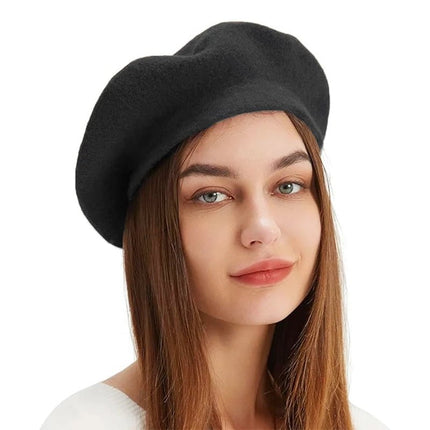 Béret en laine - Noir - Ajustable (du 54 au 59) | La boutique du chapeau