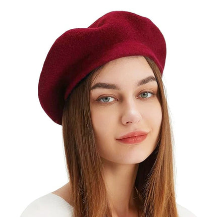 Béret en laine - Bordeaux - Ajustable (du 54 au 59) | La boutique du chapeau