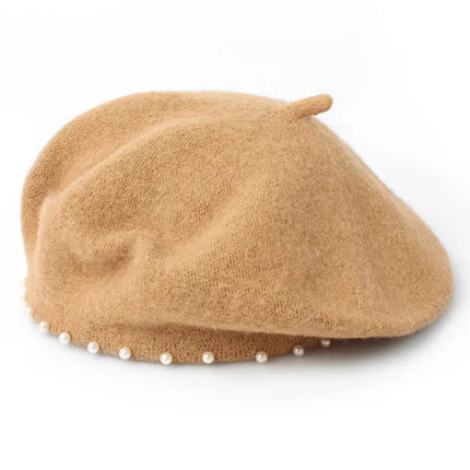Béret en laine perlé - Beige - Ajustable (du 54 au 59) | La boutique du chapeau