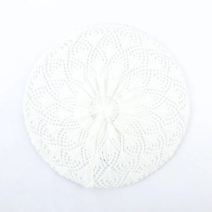 Béret en tricot - Blanc - Ajustable (du 54 au 59) | La boutique du chapeau