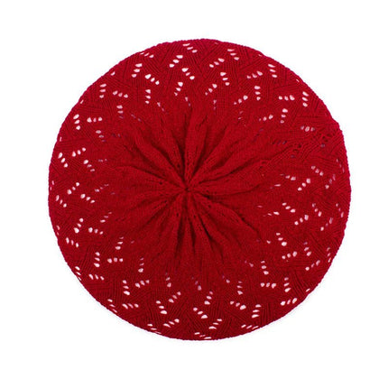 Béret en tricot femme - Rouge - Ajustable (du 54 au 59) | La boutique du chapeau