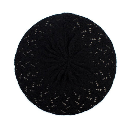 Béret en tricot femme - Noir - Ajustable (du 54 au 59) | La boutique du chapeau