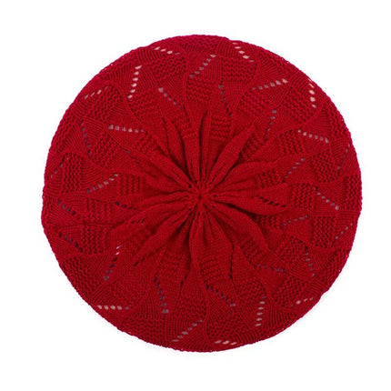 Béret en tricot pour femme - Rouge - Ajustable (du 54 au 59) | La boutique du chapeau