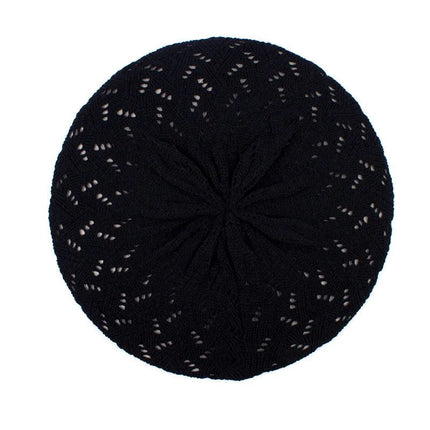 Béret en tricot pour femme - Noir - Ajustable (du 54 au 59) | La boutique du chapeau
