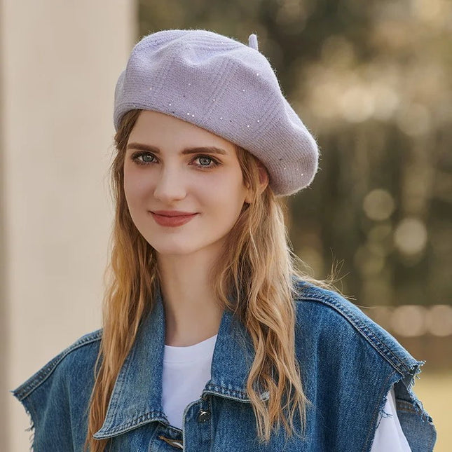 Béret femme à paillettes - Violet - Ajustable (du 54 au 59) | La boutique du chapeau