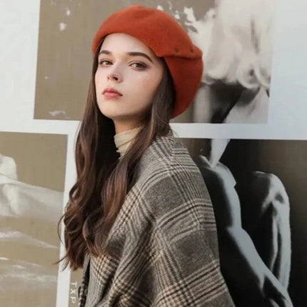 Béret femme automne hiver - Orange - Ajustable (du 54 au 59) | La boutique du chapeau