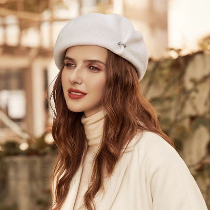 Béret femme britannique - Blanc - Ajustable (du 54 au 59) | La boutique du chapeau