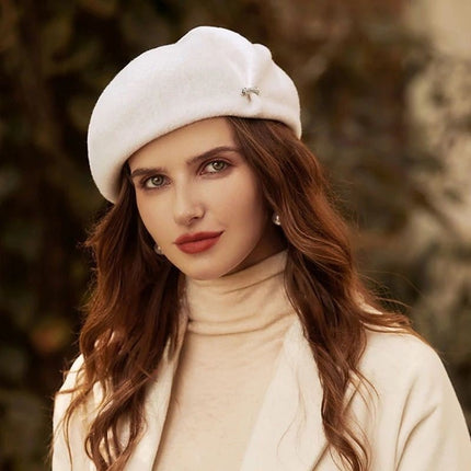 Béret femme britannique - Blanc - Ajustable (du 54 au 59) | La boutique du chapeau