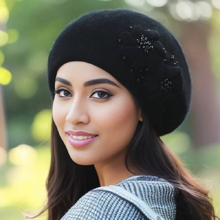 Béret femme chaud et doux - Noir - Ajustable (du 54 au 59) | La boutique du chapeau