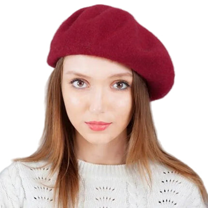 Béret femme en laine - Bordeaux - M (56 - 58cm) | La boutique du chapeau