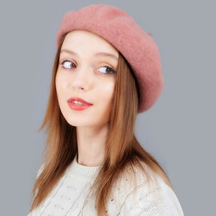 Béret femme en laine - Rose - M (56 - 58cm) | La boutique du chapeau