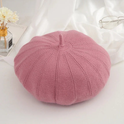 Béret tricoté en coton - Rose - Ajustable (du 54 au 59) | La boutique du chapeau