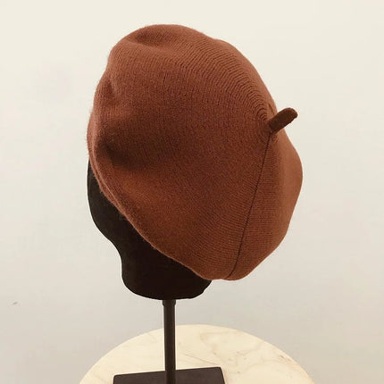 Béret tricoté en coton - Marron - Ajustable (du 54 au 59) | La boutique du chapeau