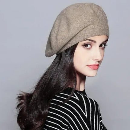 Béret tricoté en coton - Taupe - Ajustable (du 54 au 59) | La boutique du chapeau