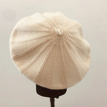 Béret tricoté en coton - Beige - Ajustable (du 54 au 59) | La boutique du chapeau